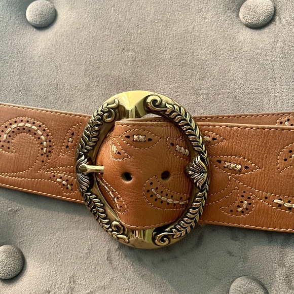 Cole Haan Tan Embroidered Belt - Picture 5 of 11